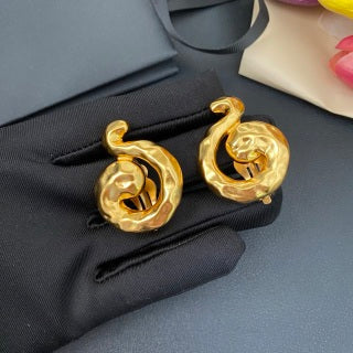 YSL Organic Spiral Gold Clip-On Earrings