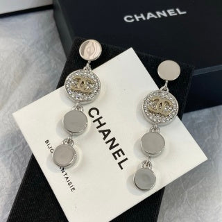 CHANEL Valerina Silver Medallion Drop Earrings