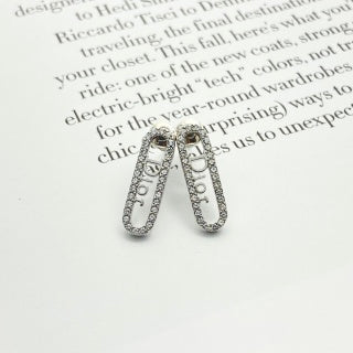 Dior CD Crystal Bar Drop Stud Earrings