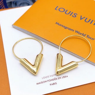 Louis Vuitton V Shape Hoop Stud Earrings