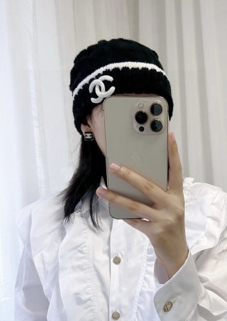 CHANEL Noelia Noir Square Signature Stud Earrings