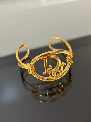 Dior CD Oval Signature Gold Bangle Bracelet