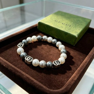 Gucci GG Pearl Bead Charm Bracelet