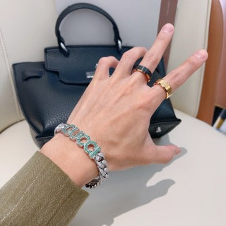 Gucci GG Crystal Pavé Curb Chain Bracelet